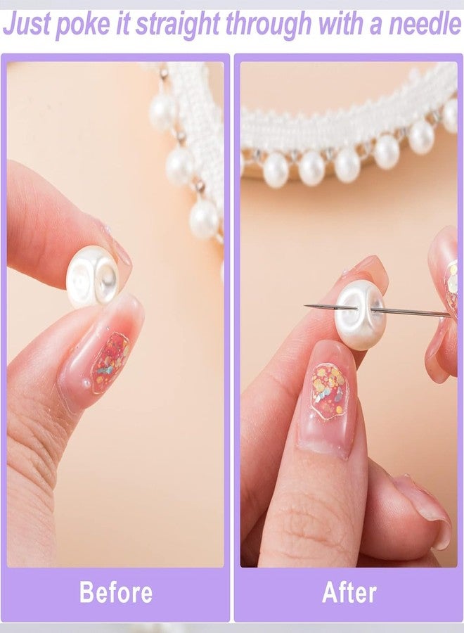 Aakriti 10mm Round Pearl Button Bulk with Hole White Plastic Pearl Bead Decoration Accessories for Sewing Dress Sweater Skirt Shirt Crafts DIY Jewelry Making (200) - Image 4